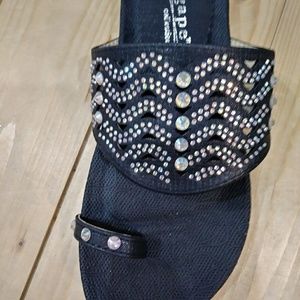Agape Black & Rhinestone Sandals